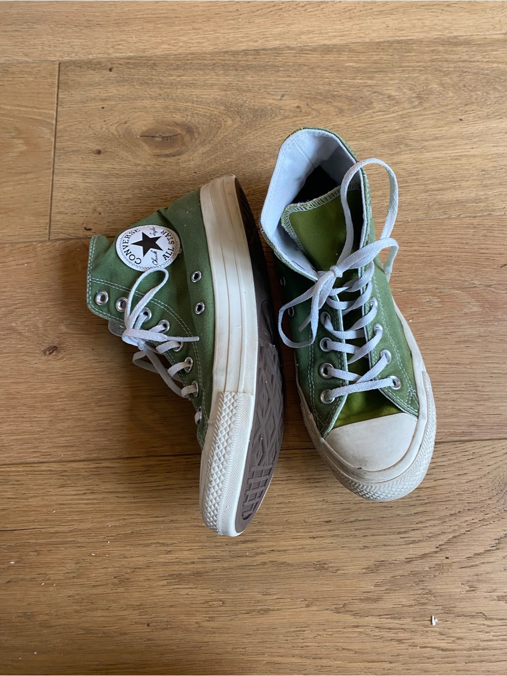 Converse High Top Sneakers - Olive Green with White